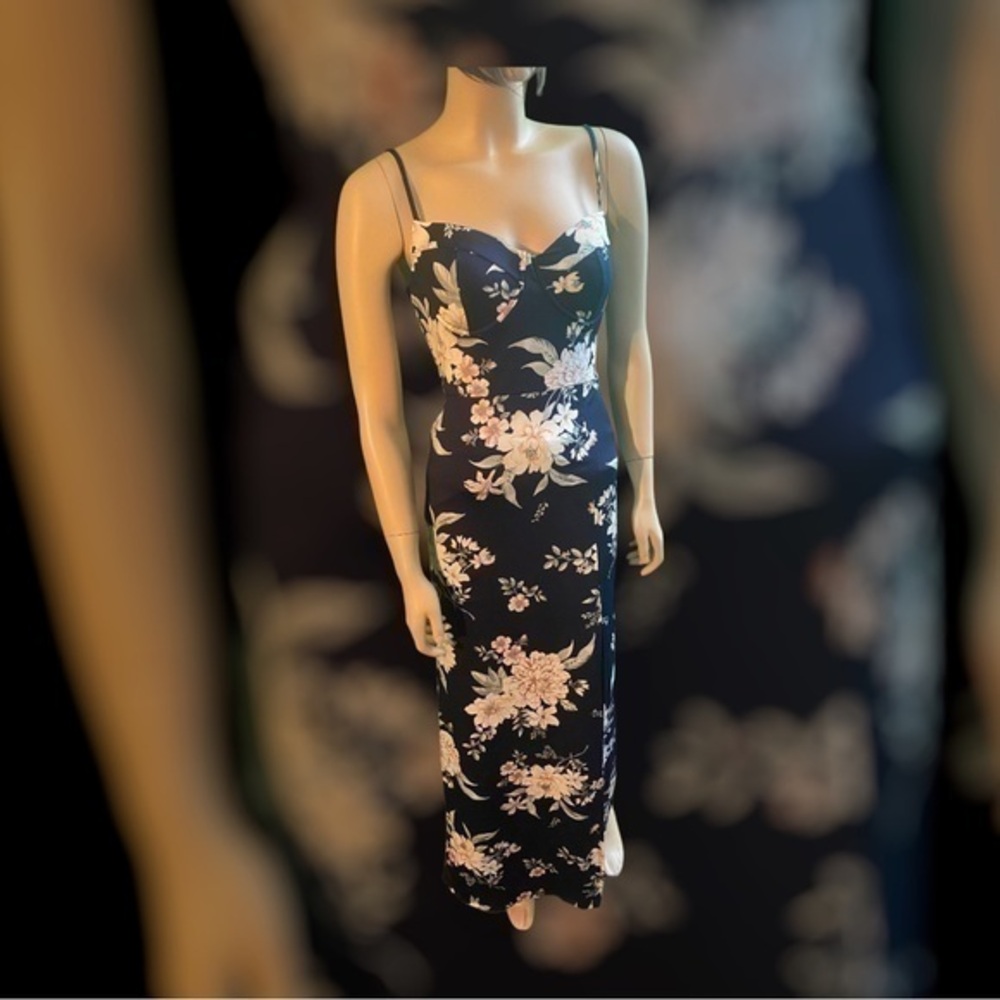 Floral Blue/Pink Spaghetti Strap Maxi Dress